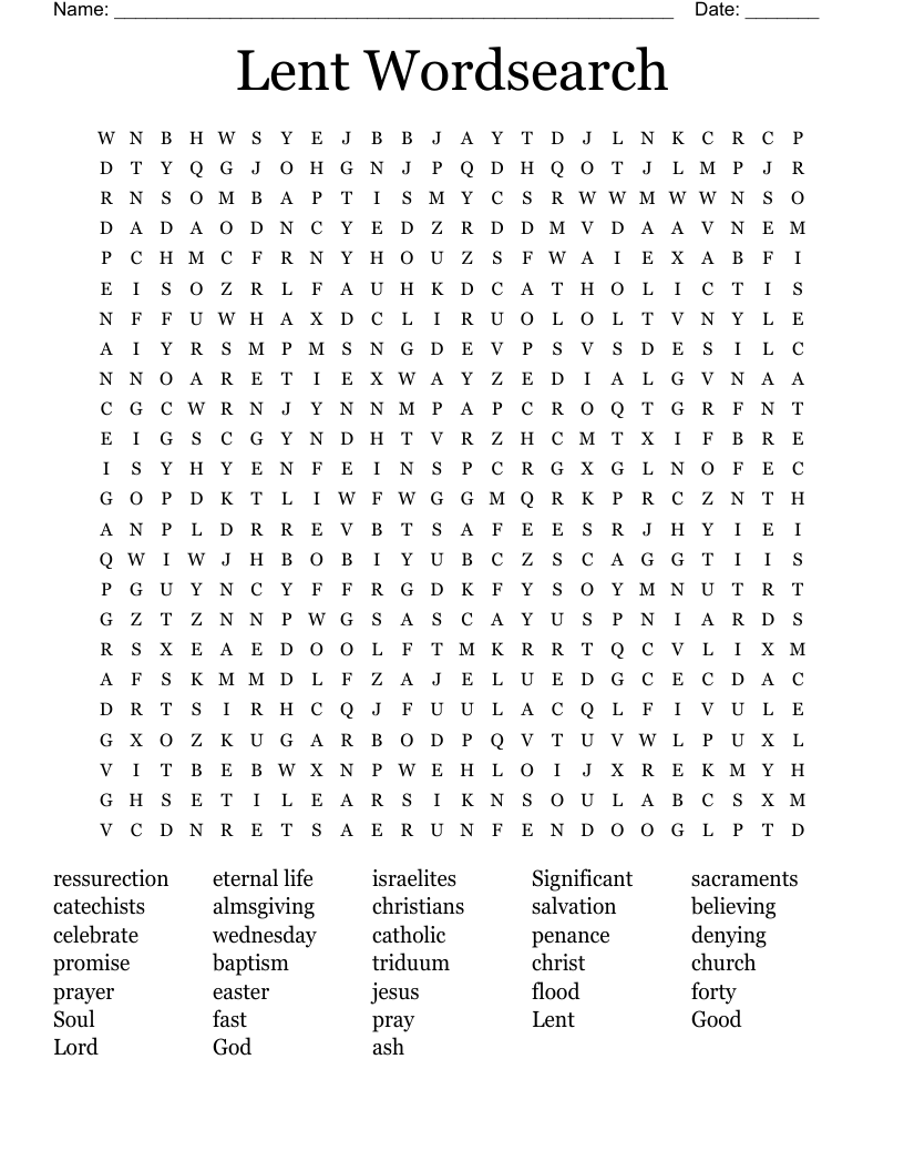 Lent Wordsearch