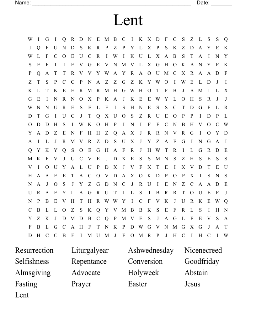 Lent  Word Search