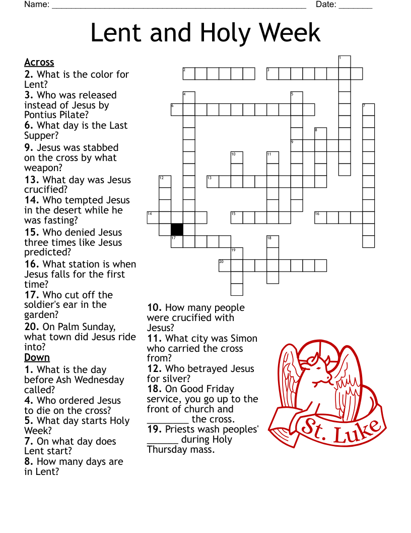 Lent and Holy Week Crossword