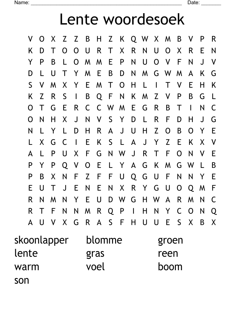 Lente woordesoek Word Search