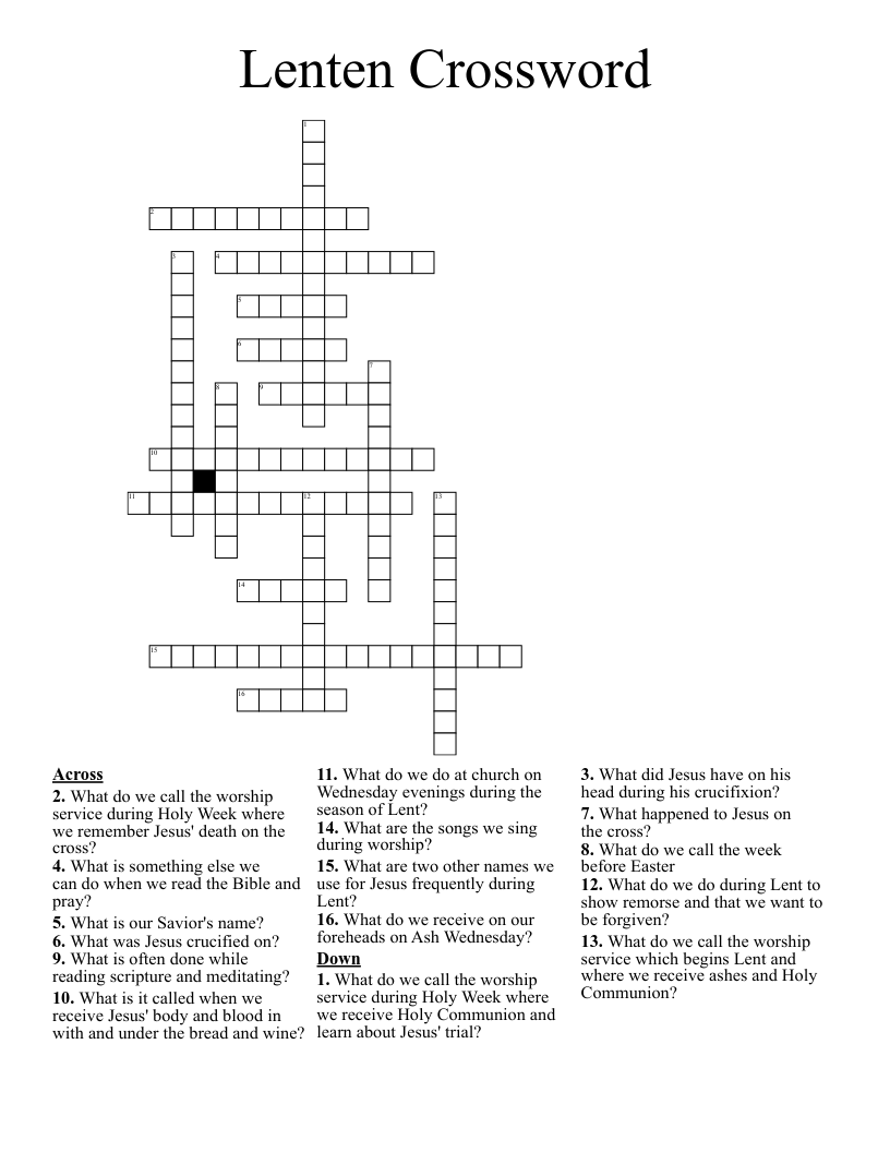 Lenten Crossword