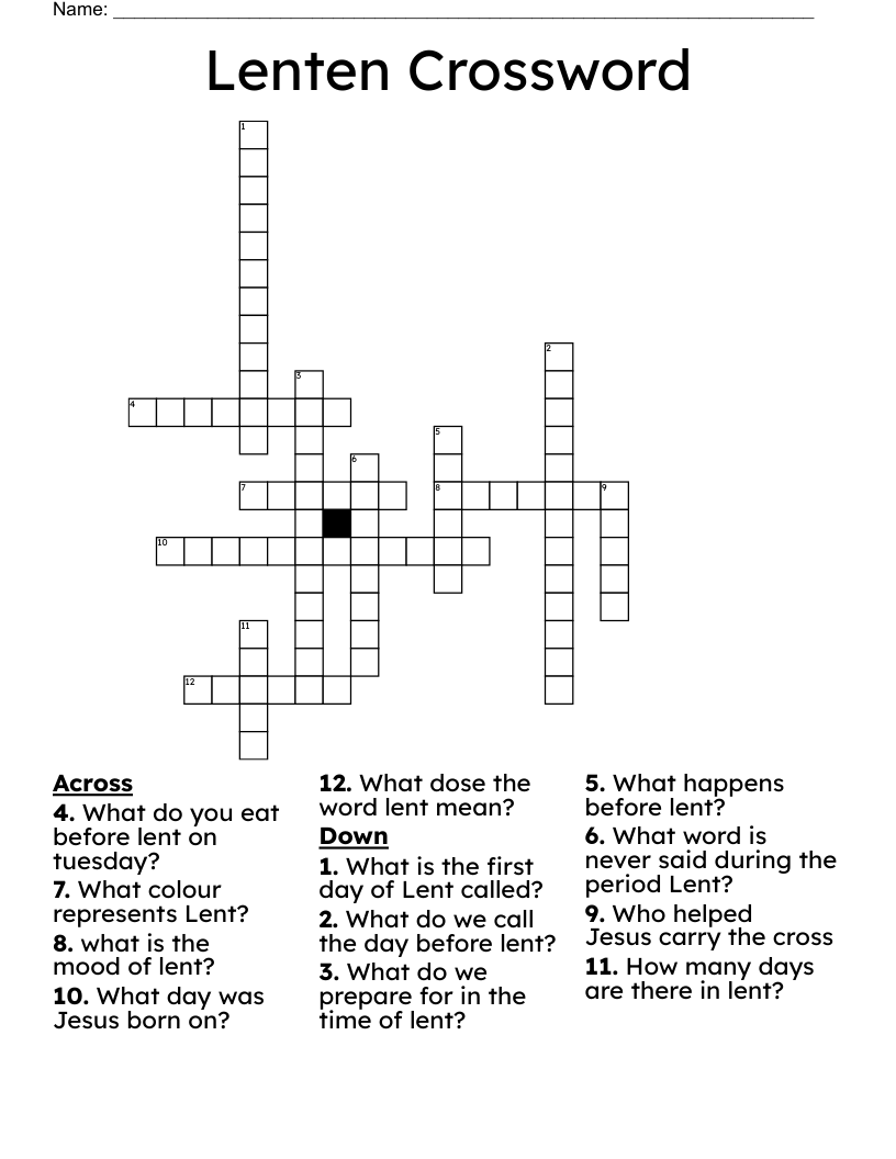 Lenten Crossword