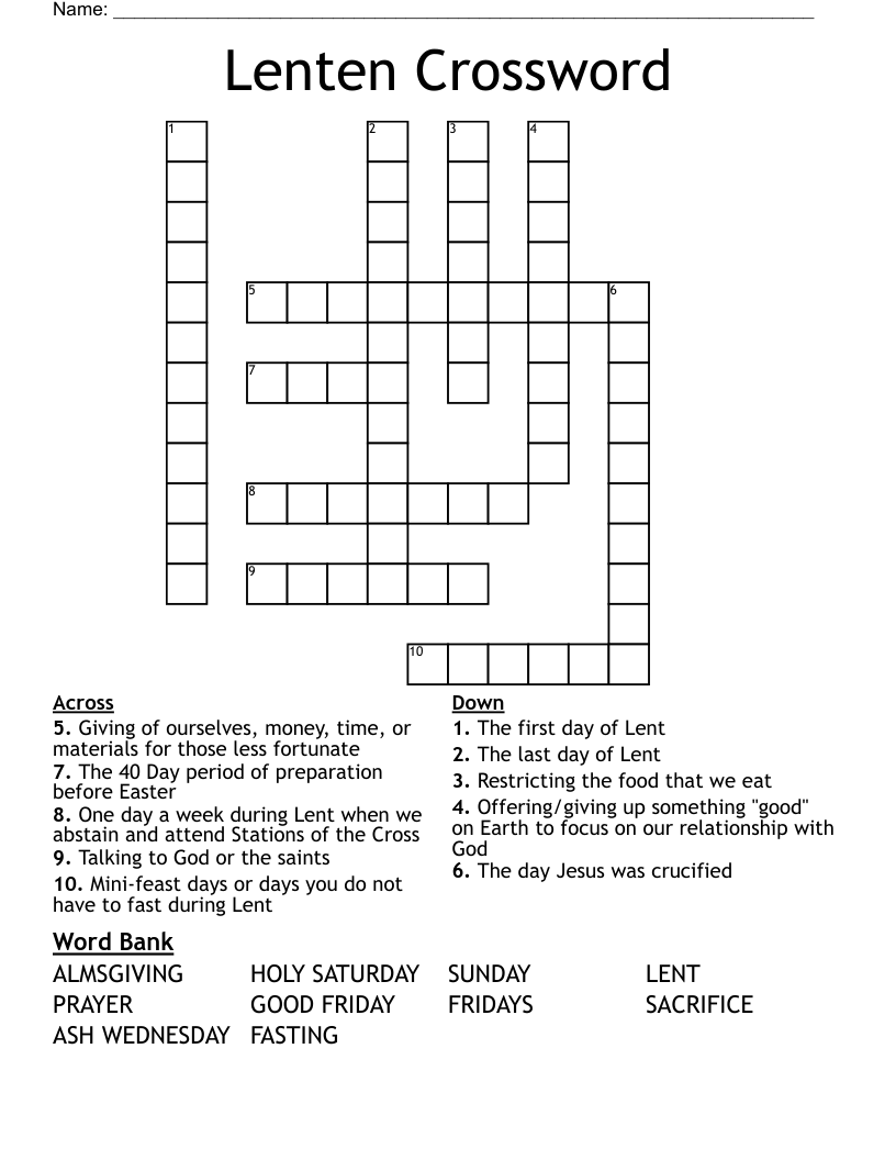 Lenten Crossword