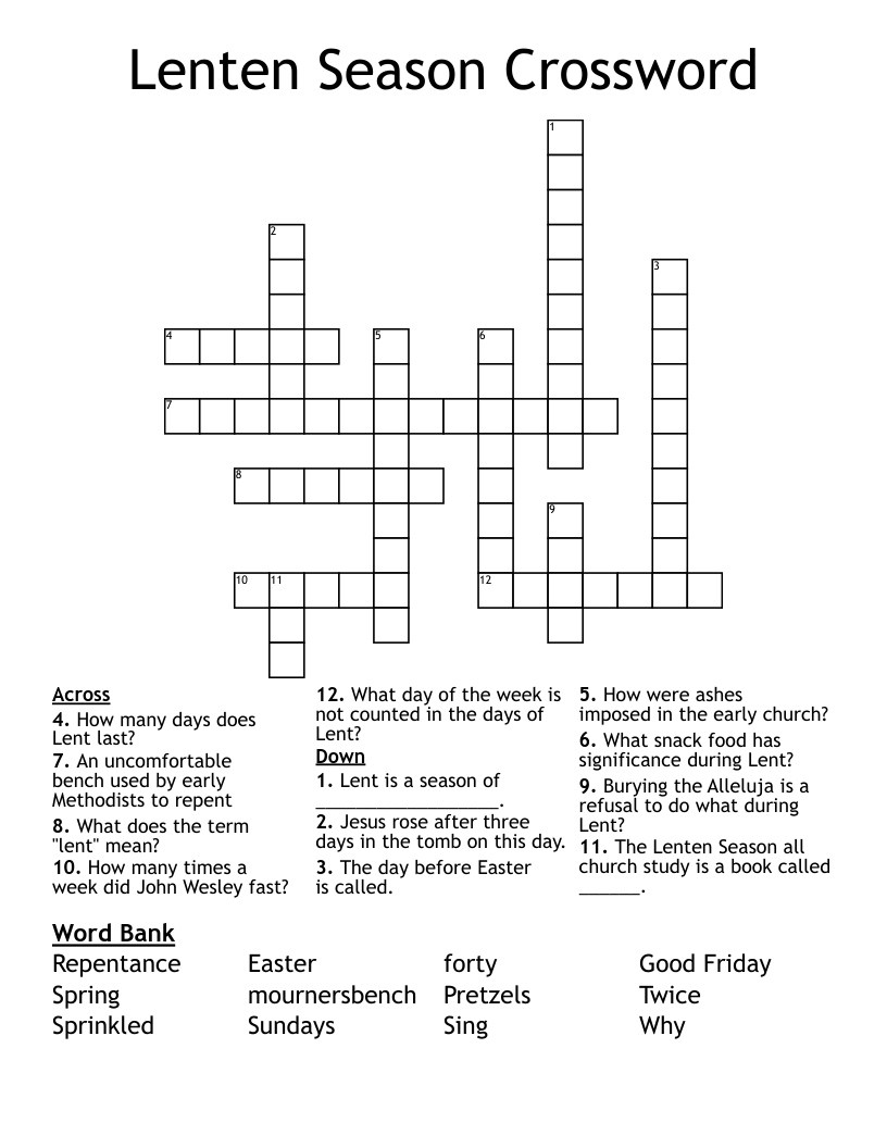 Lenten Season Crossword