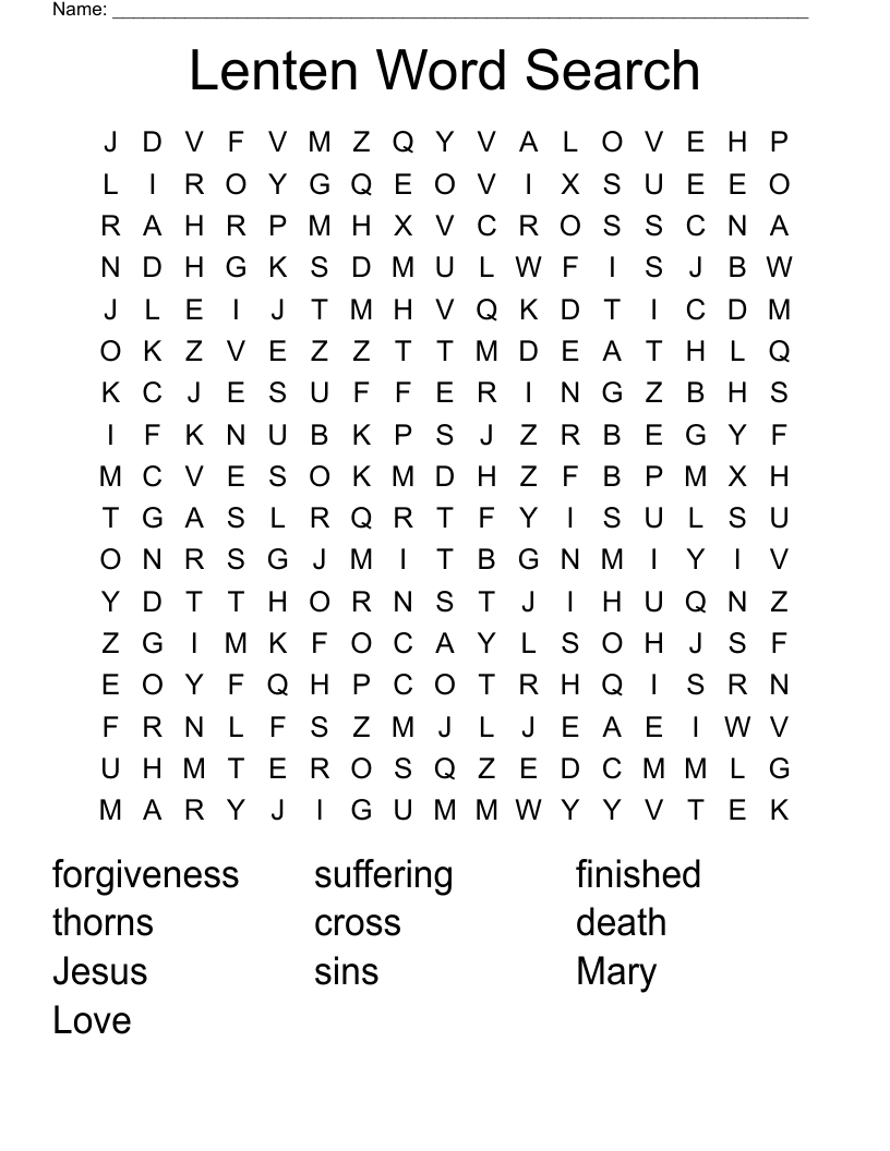 Lenten Word Search