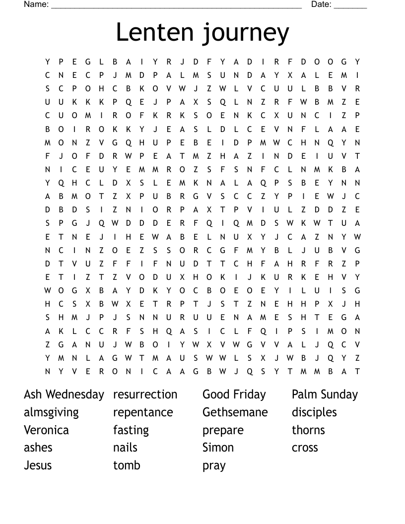 Lenten journey Word Search
