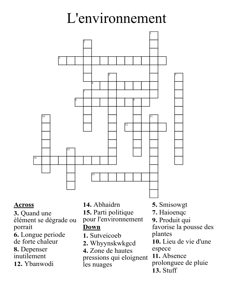 L'environnement Crossword