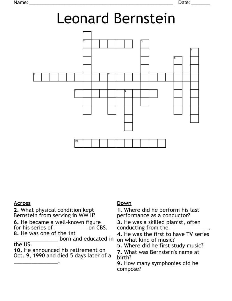 Leonard Bernstein Crossword