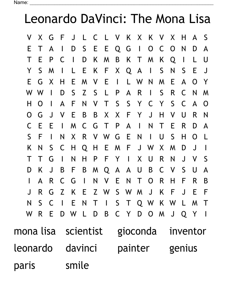 Leonardo DaVinci: The Mona Lisa Word Search