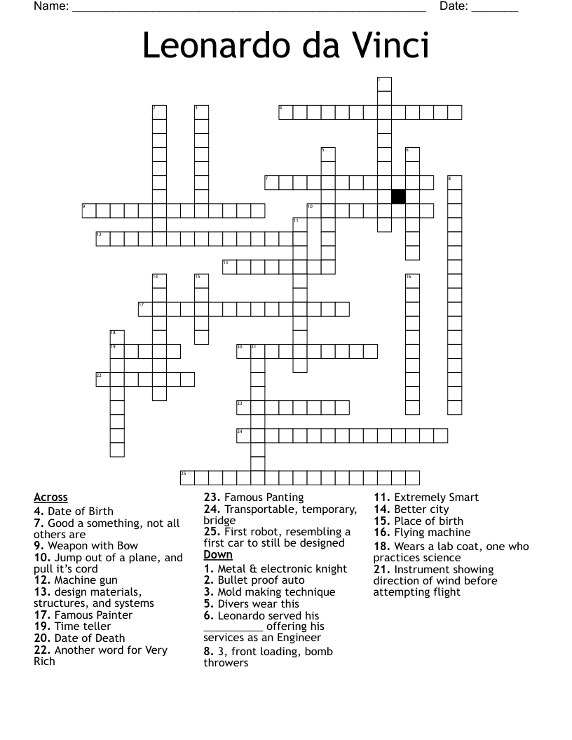 Leonardo da Vinci Crossword