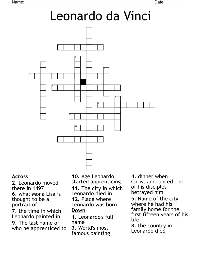 Leonardo da Vinci  Crossword