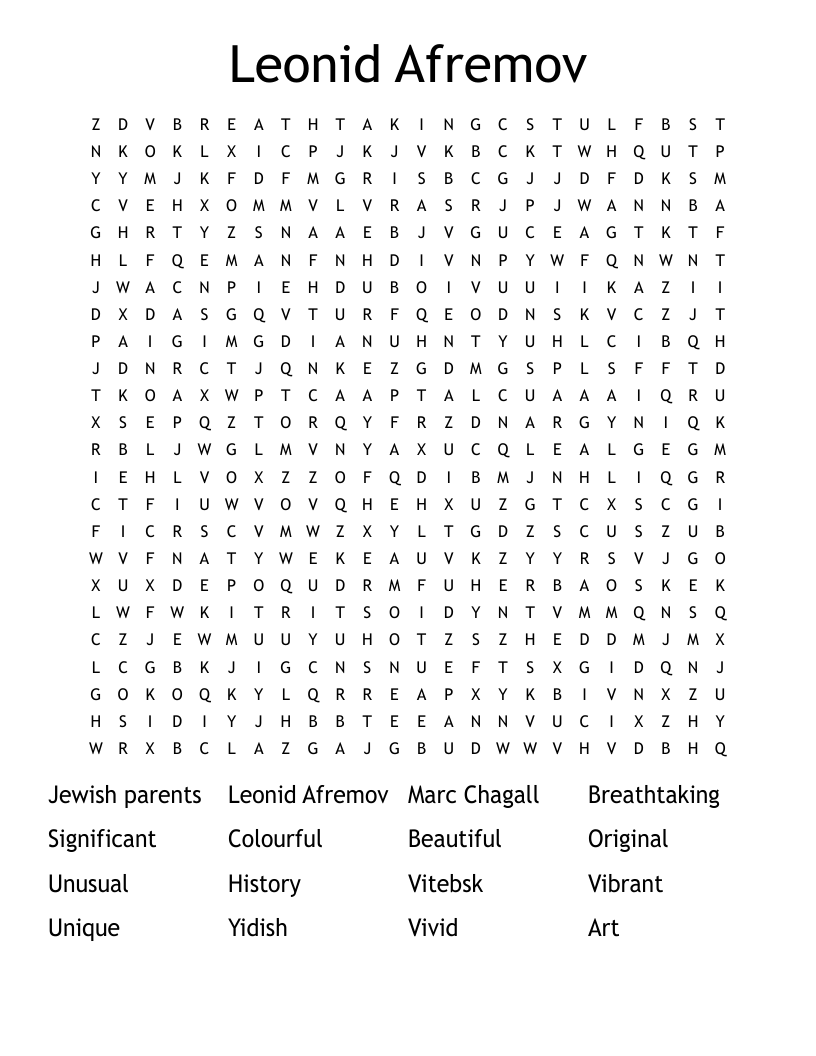 Leonid Afremov Word Search