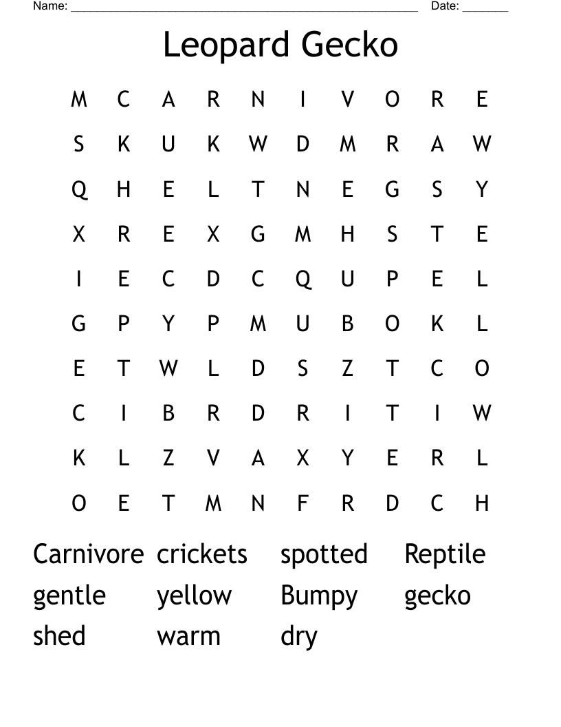 Leopard Gecko Word Search