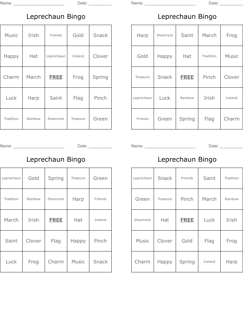 Leprechaun Bingo