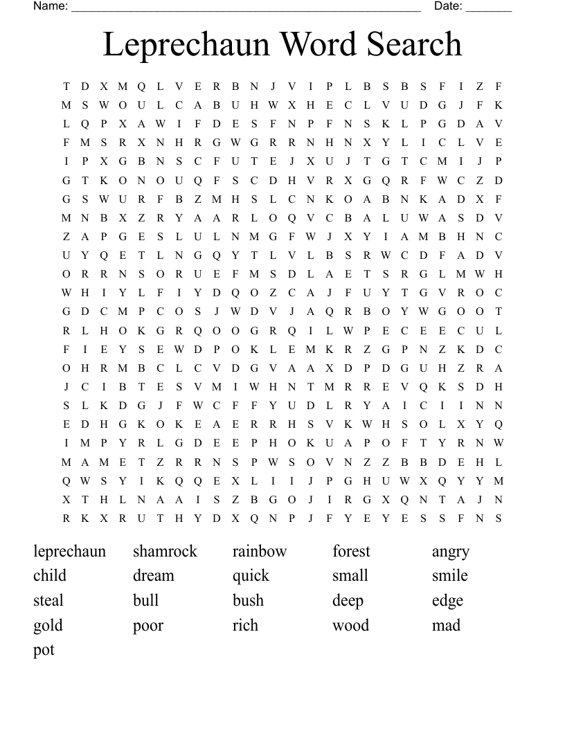 Leprechaun Word Search