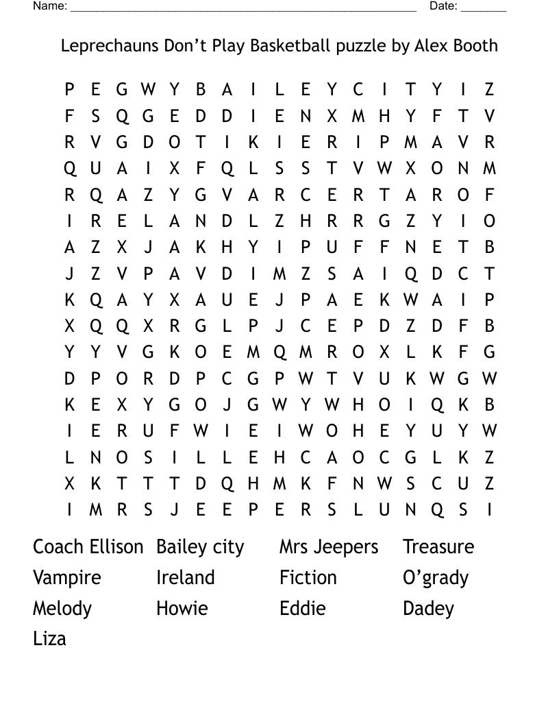 Leprechauns Don’t Play Basketball  puzzle by Alex Booth Word Search
