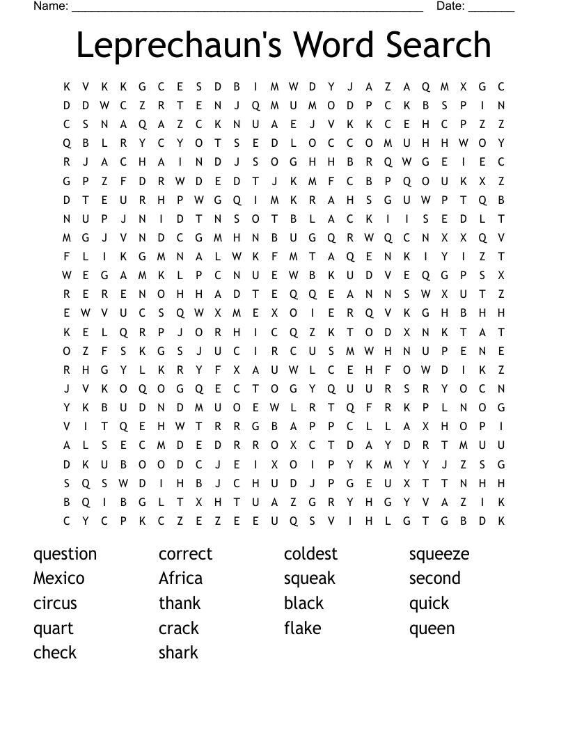 Leprechaun's Word Search