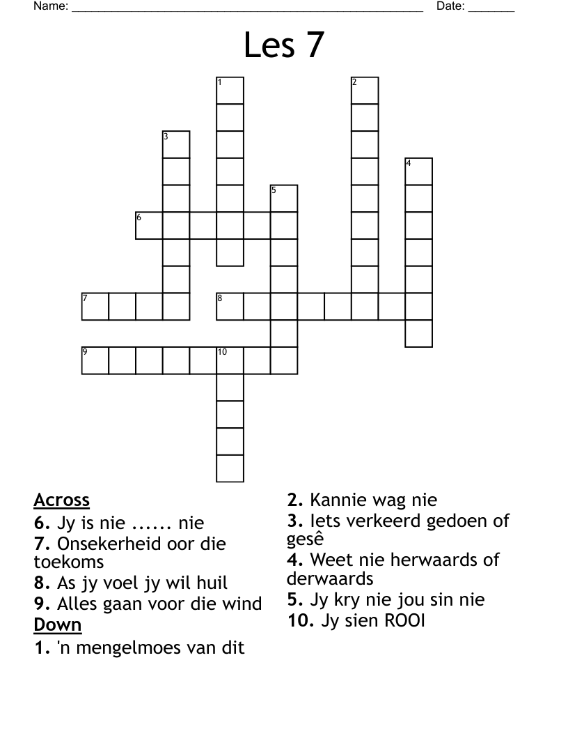 Les 7 Crossword