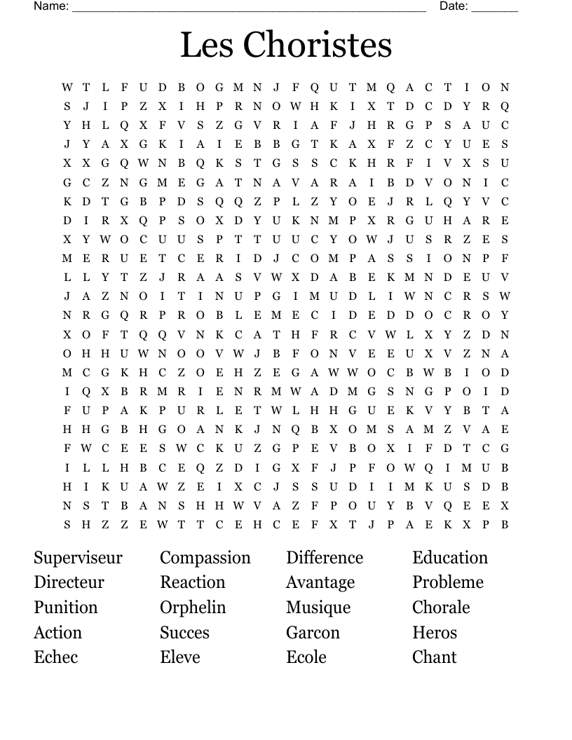Les Choristes Word Search