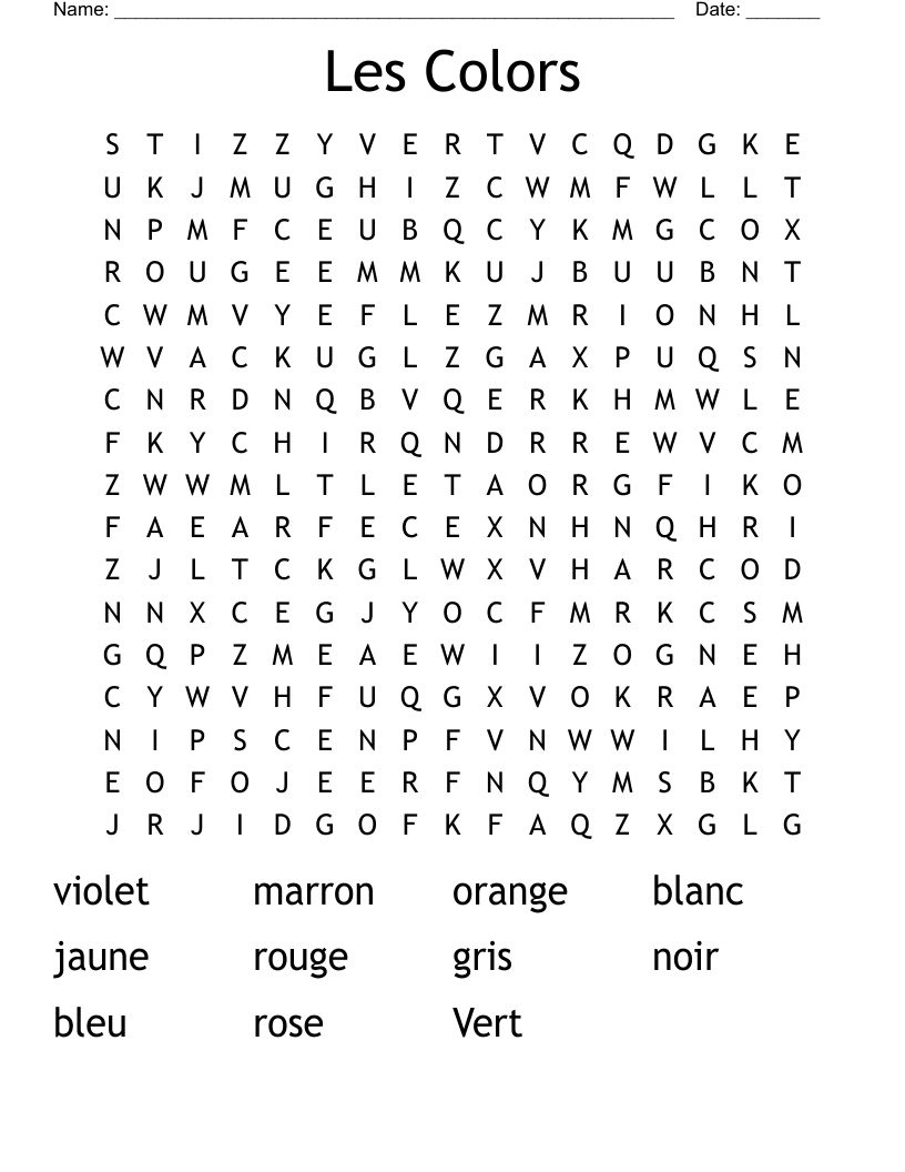 Les Colors Word Search