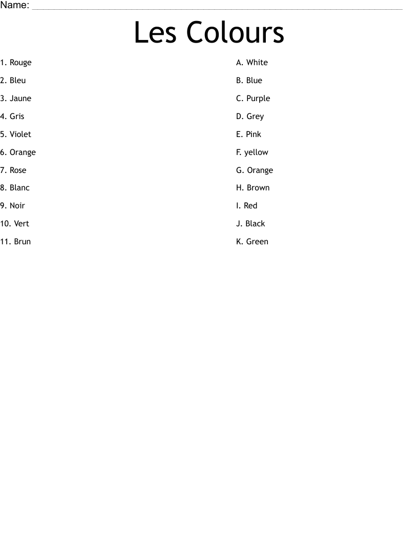 Les Colours Worksheet