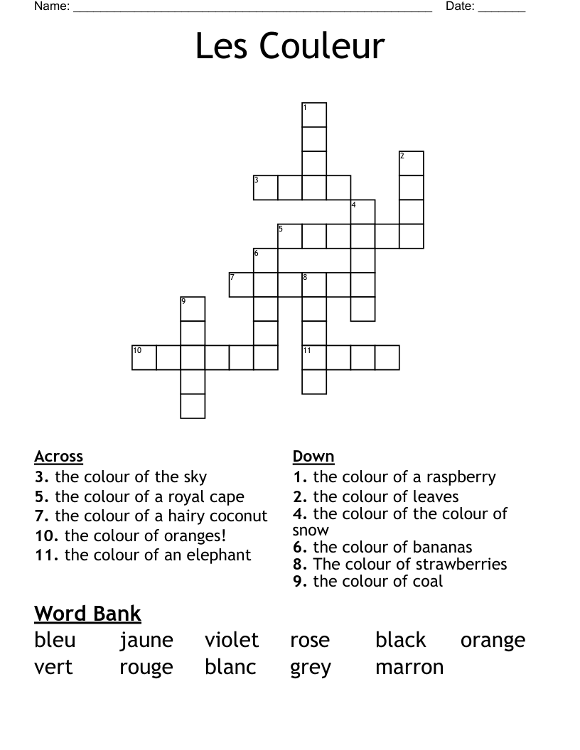Les Couleur Crossword