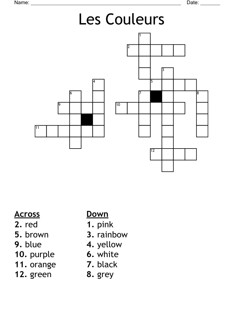 Les Couleurs Crossword