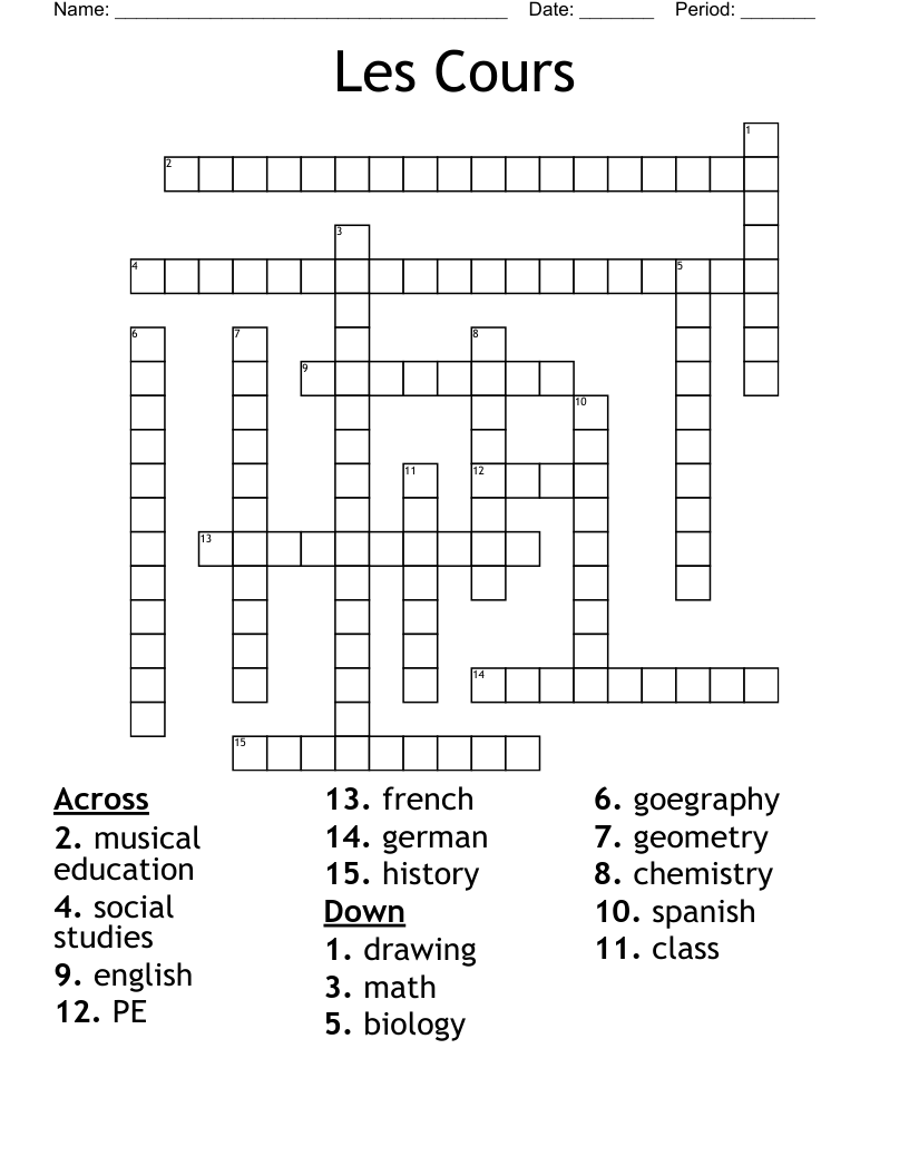 Les Cours Crossword