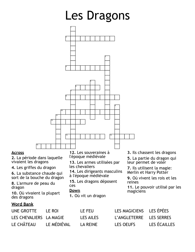 Les Dragons Crossword