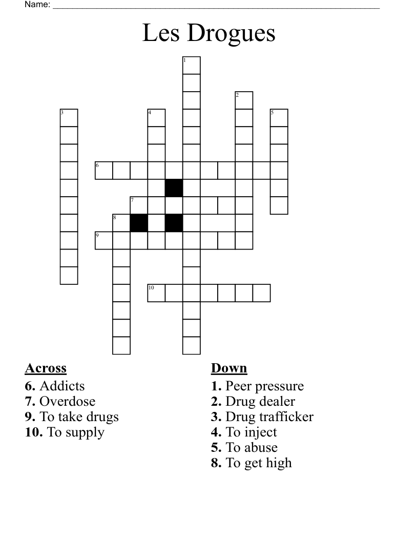 Les Drogues Crossword