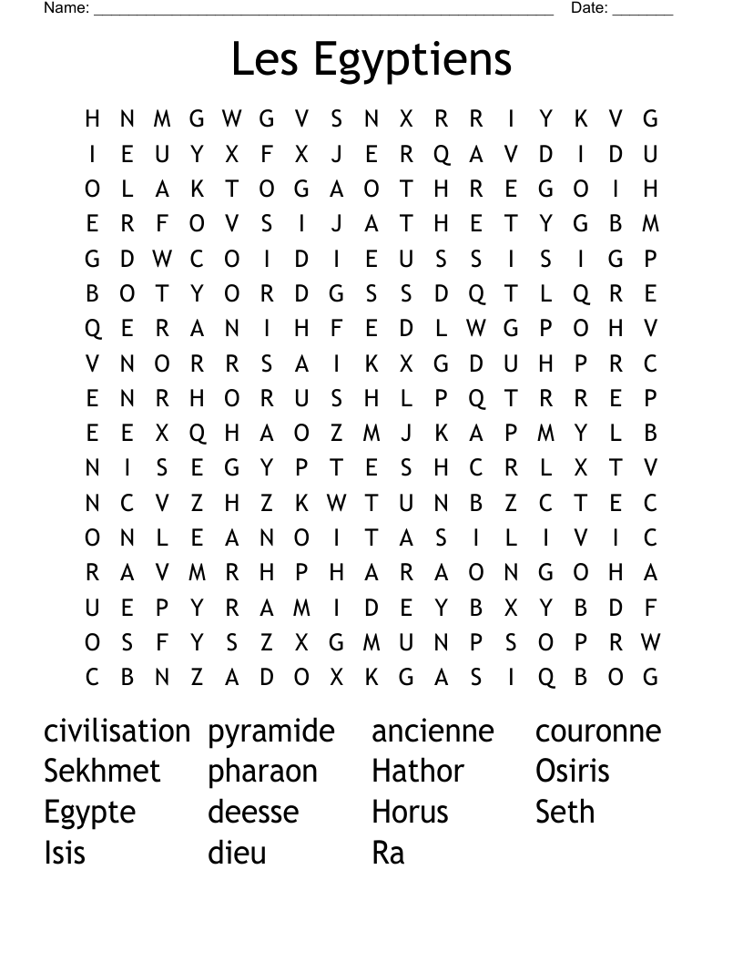 Les Egyptiens Word Search