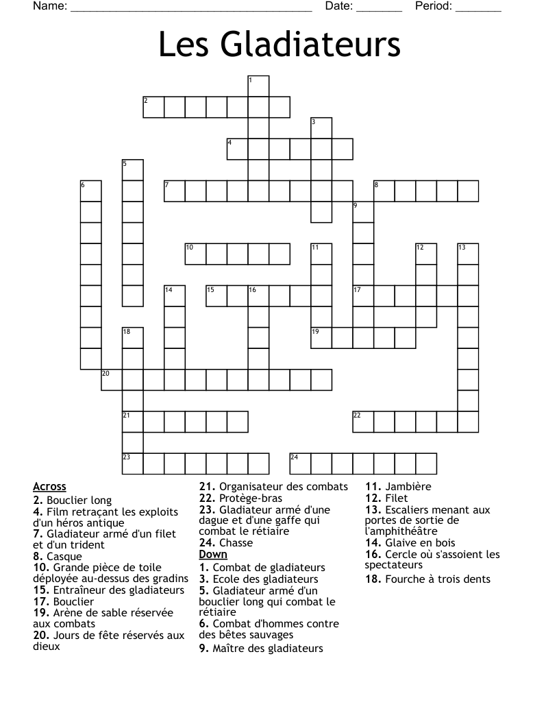 Les Gladiateurs Crossword