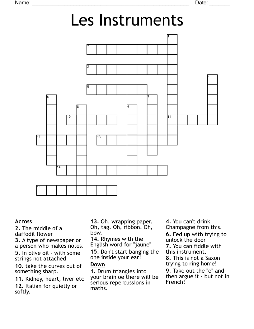Les Instruments Crossword