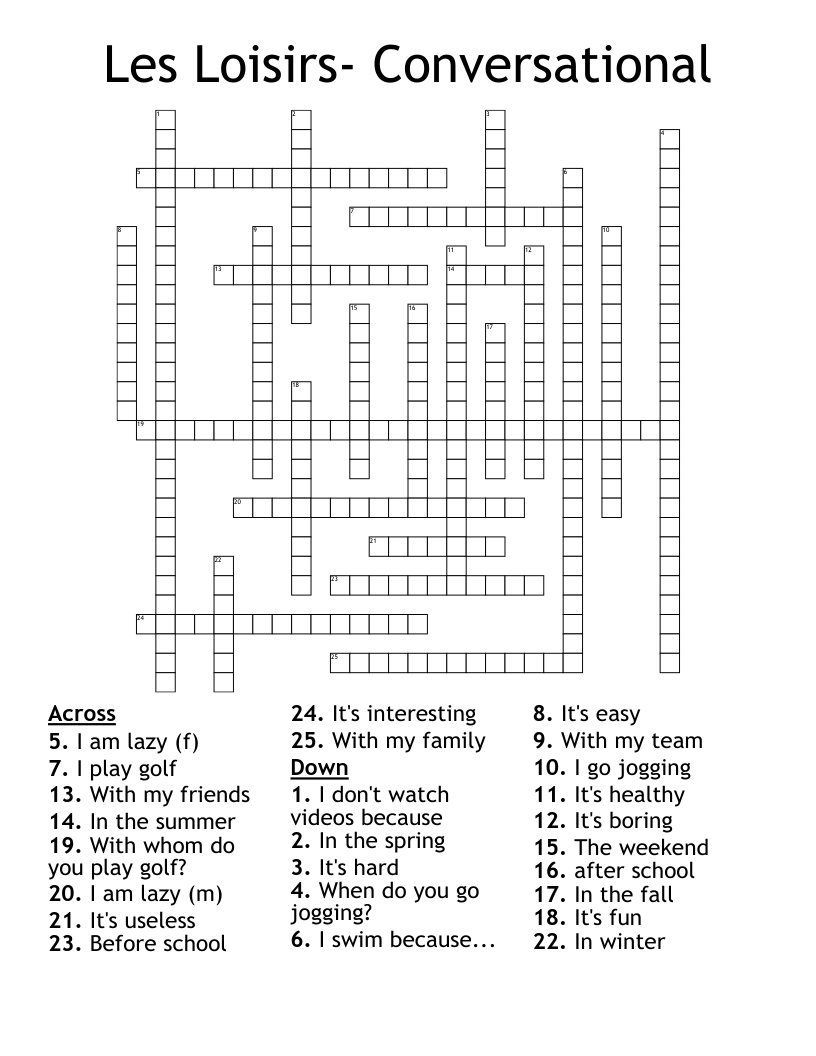 Les Loisirs- Conversational Crossword