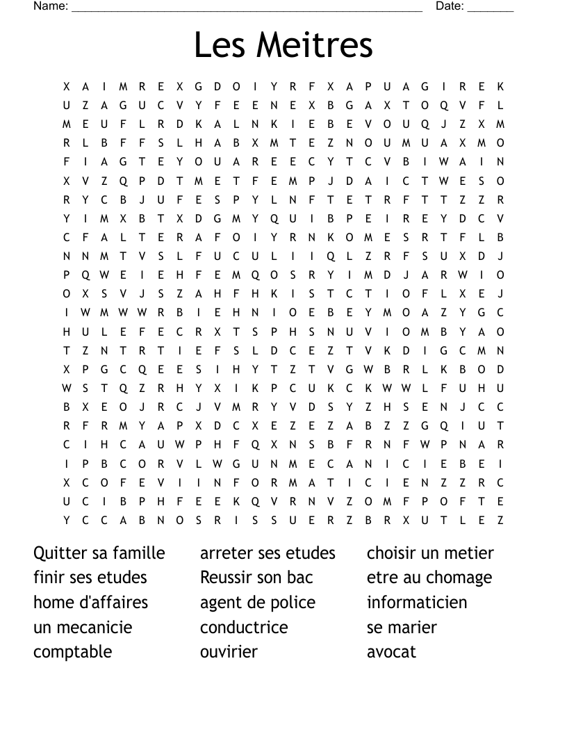 Les Meitres Word Search