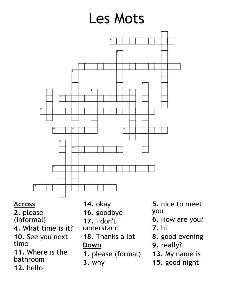 Les Mots Crossword