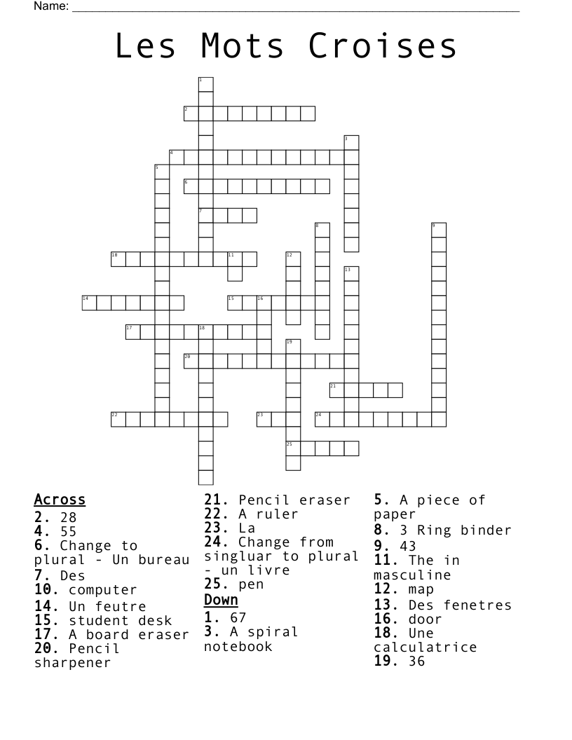 Les Mots Croises Crossword