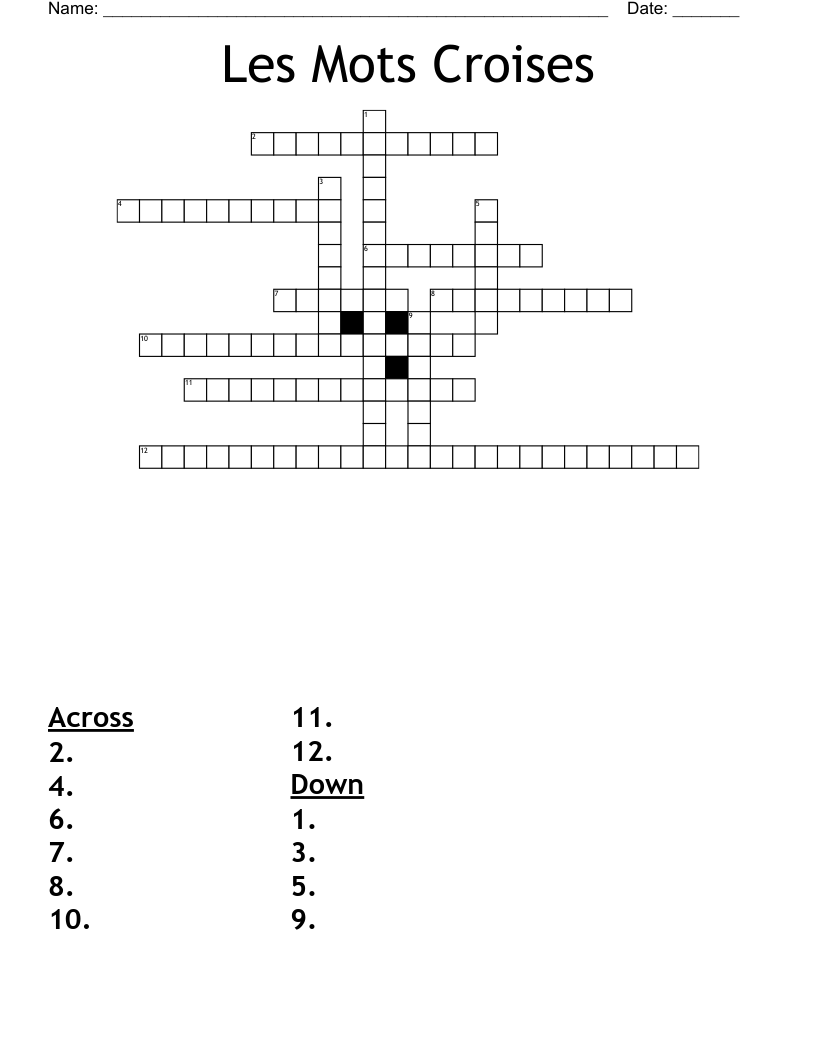 Les Mots Croises  Crossword