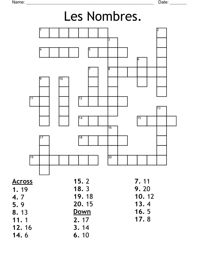 Les Nombres. Crossword