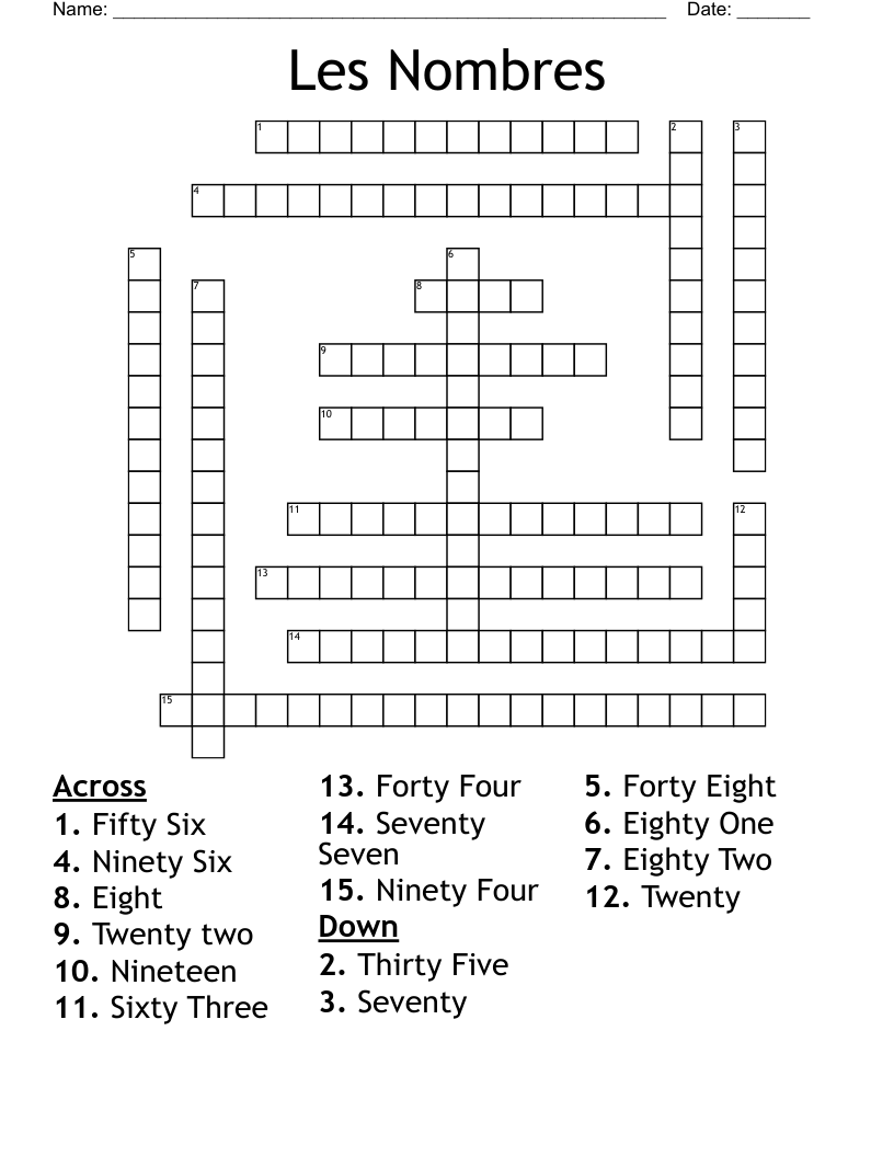 Les Nombres Crossword