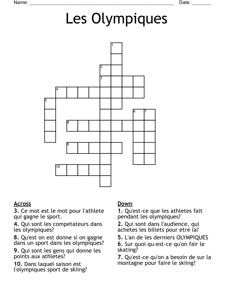 Les Olympiques Crossword