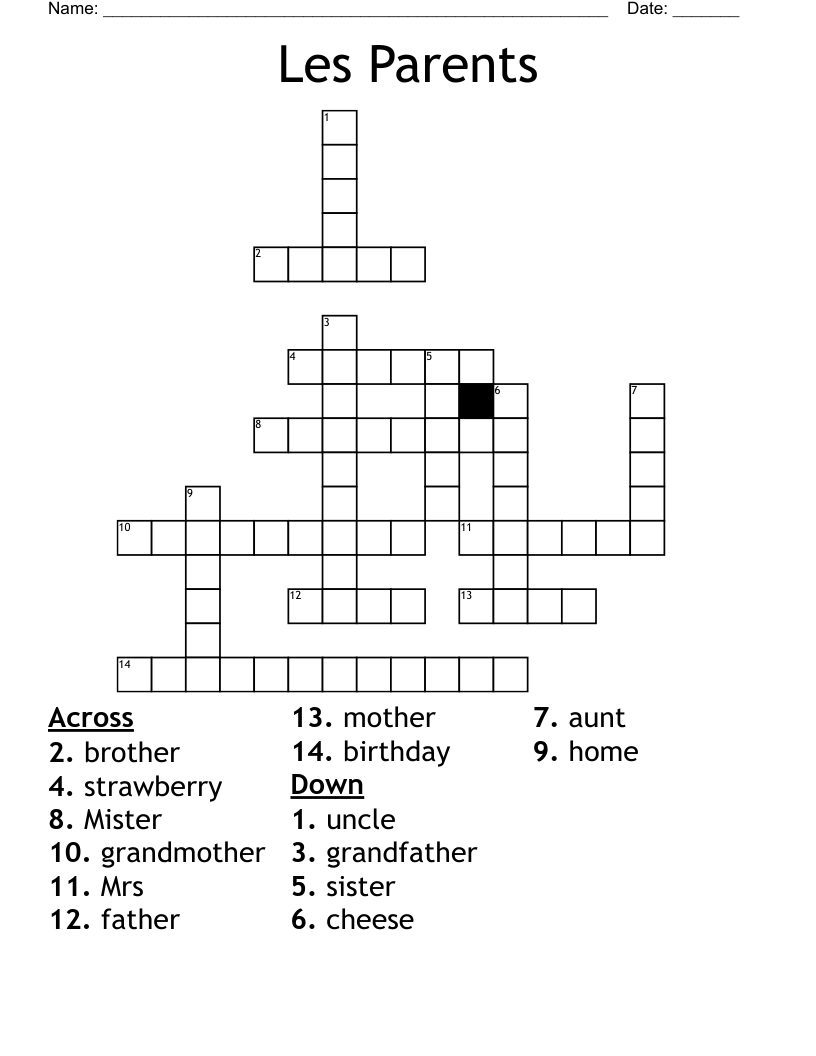 Les Parents Crossword