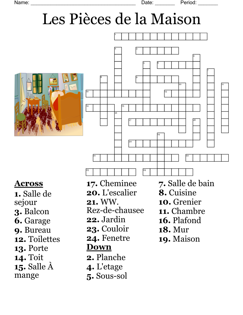 Les Pièces de la Maison Crossword