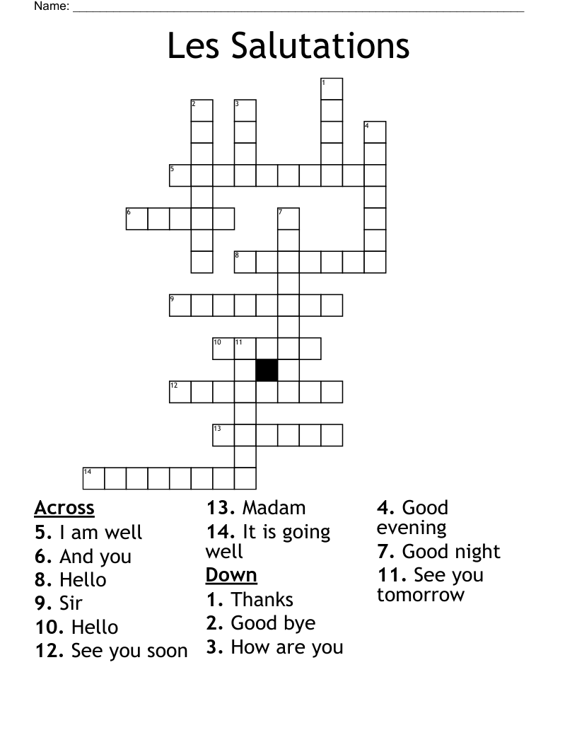 Les Salutations Crossword