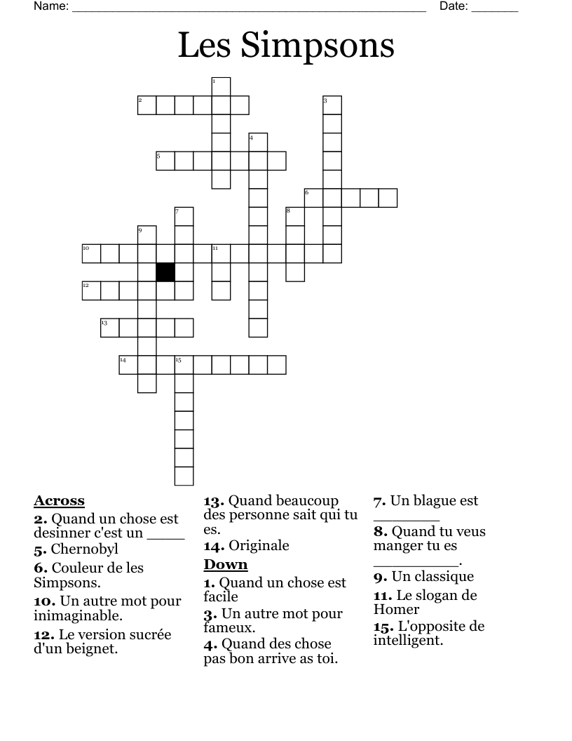 Les Simpsons Crossword