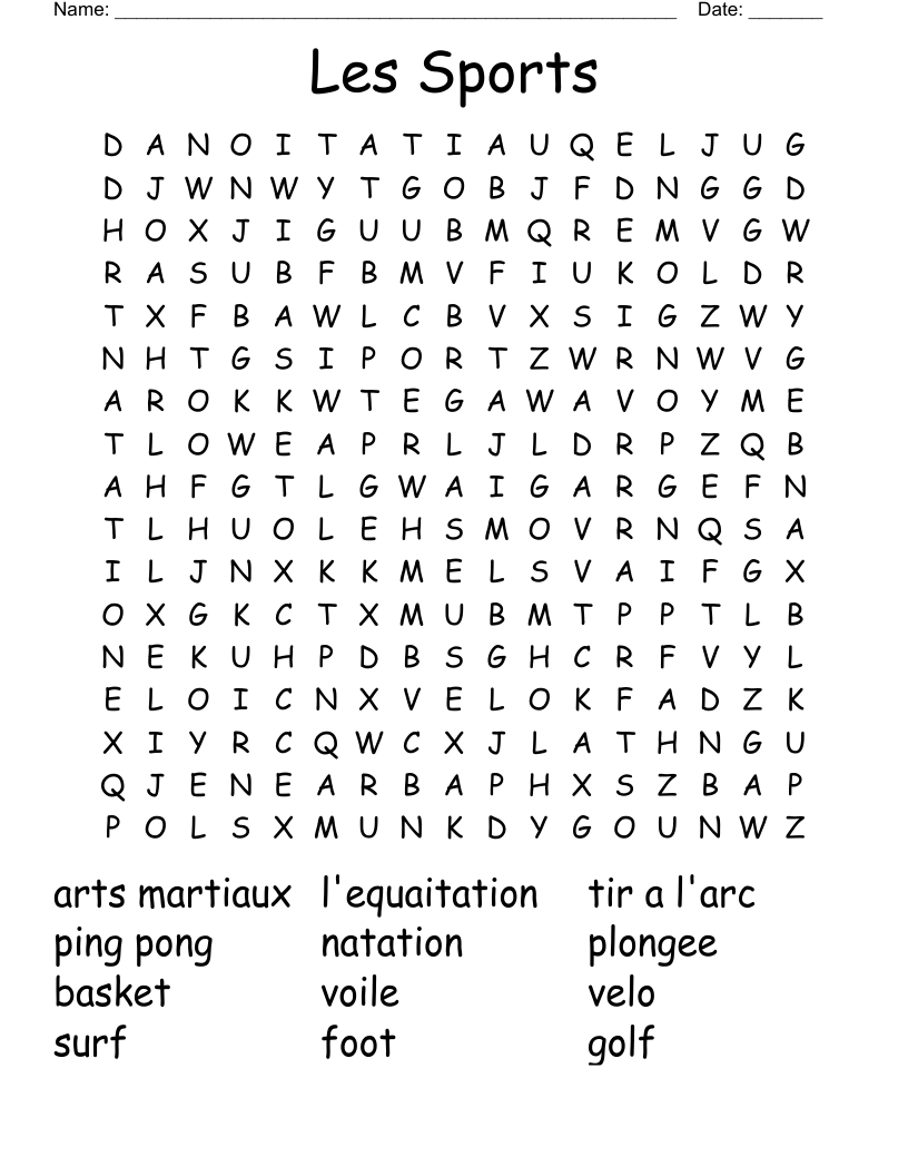 Les Sports Word Search