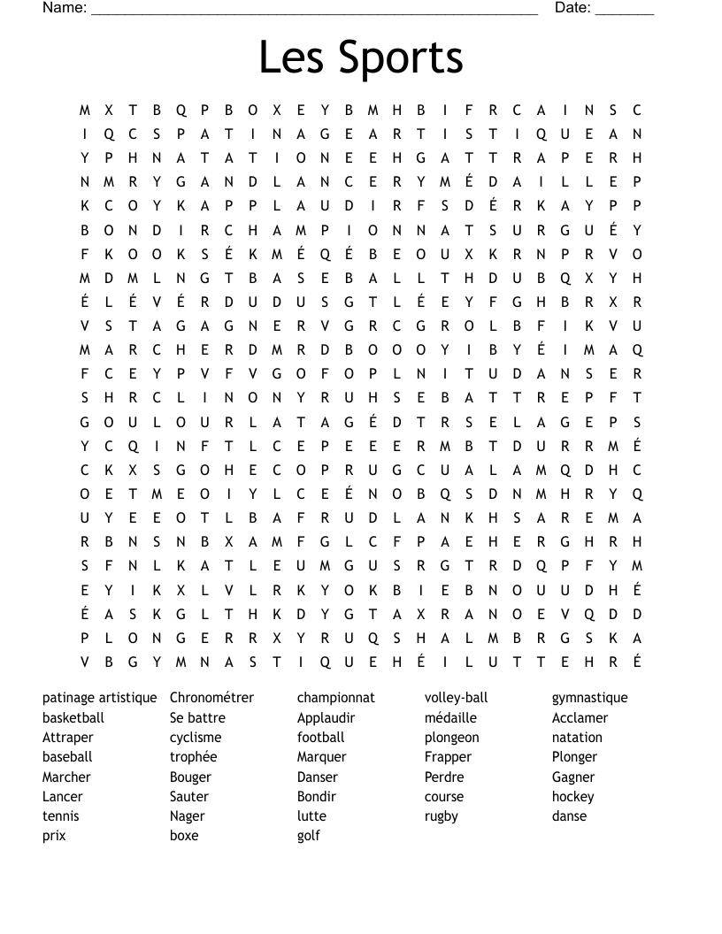 Les Sports Word Search