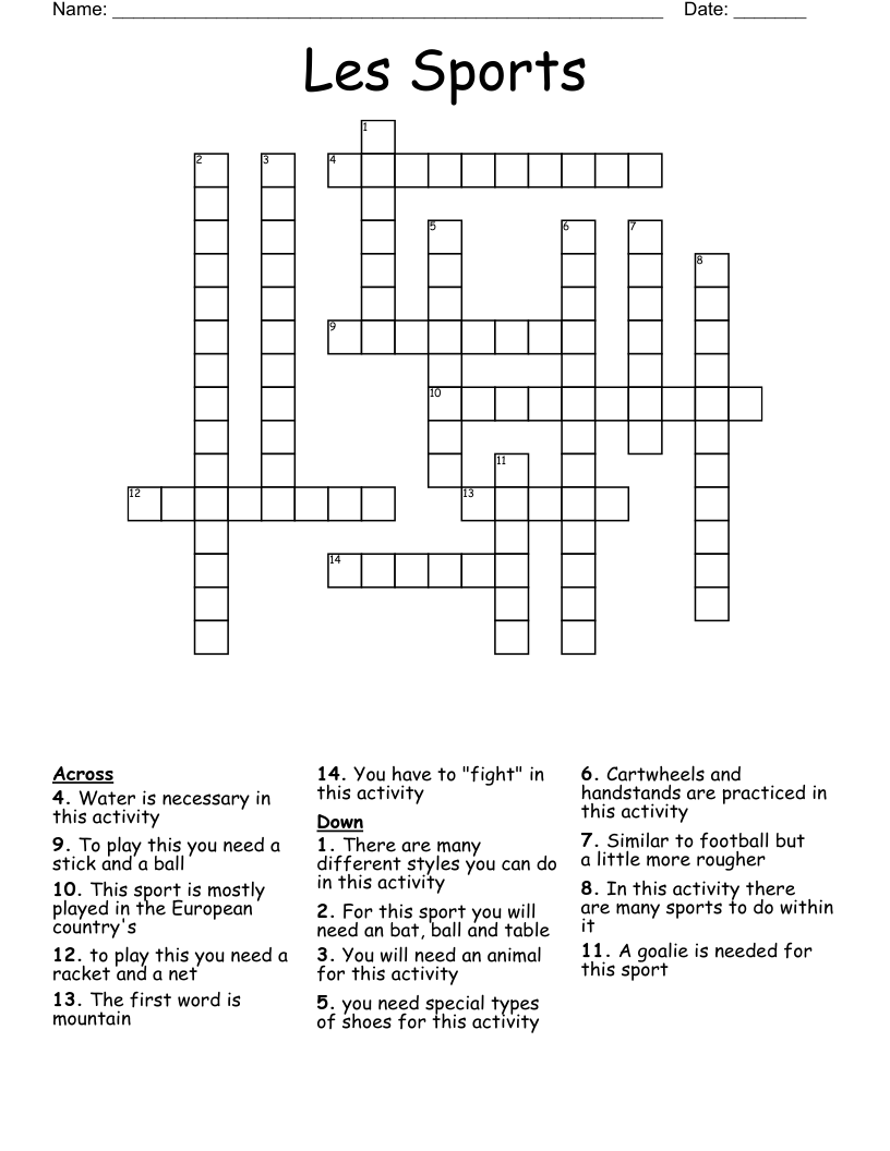 Les Sports  Crossword