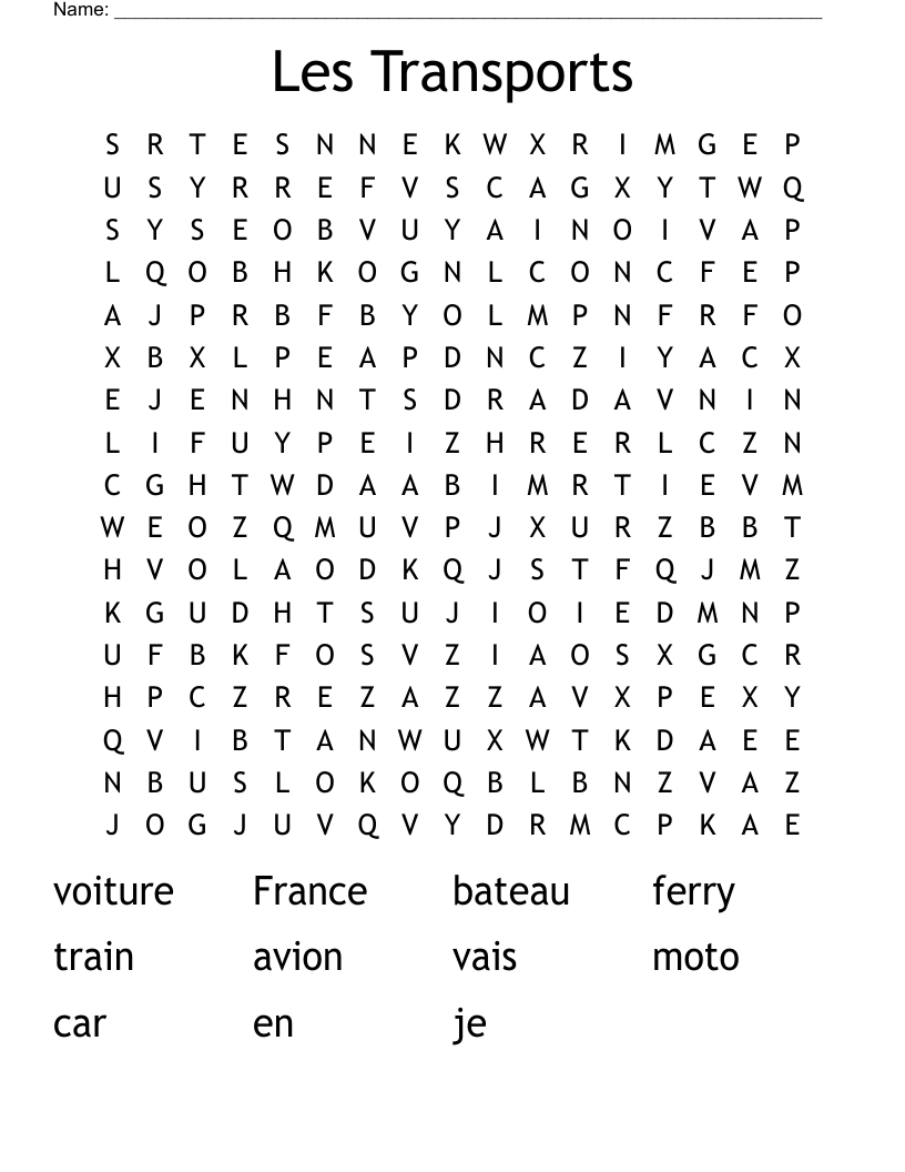 Les Transports Word Search