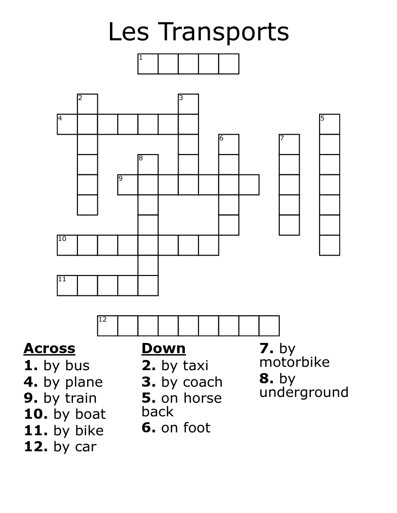 Les Transports Crossword